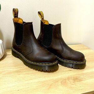 Like new Dr. Martens womens boot, dark brown leather, size 7.5